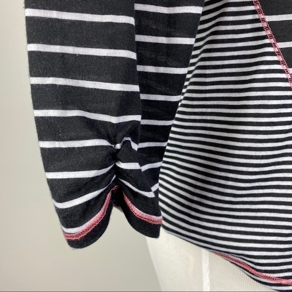 Self Esteem Criss Cross Back T-Shirt Women's Junior XL Black White Striped - Picture 5 of 8